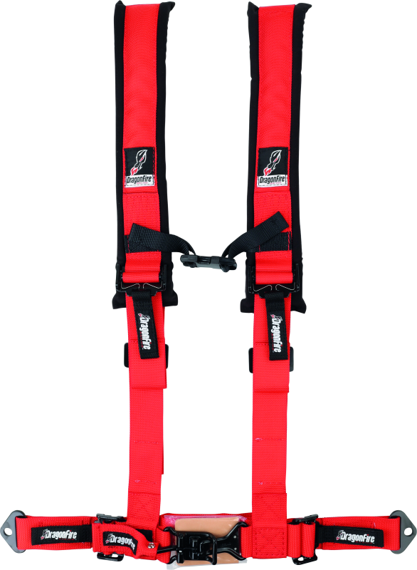 DragonFire Racing Harness- H-Style- 4-Point- 2in Buckle- Red Seat Belts & Harnesses DragonFire Racing