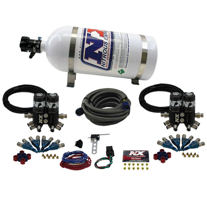 Nitrous Express Street Shark Gas 4 Solenoids Nitrous Kit (100-150-250HP) w/10lb Bottle Nitrous Systems Nitrous Express