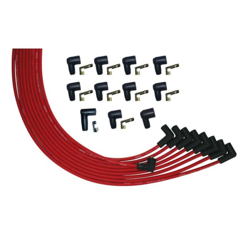 Moroso V8 Universal 90 Deg Plug Non-HEI Ultra Spark Plug Wire Set - Red Spark Plug Wire Sets Moroso
