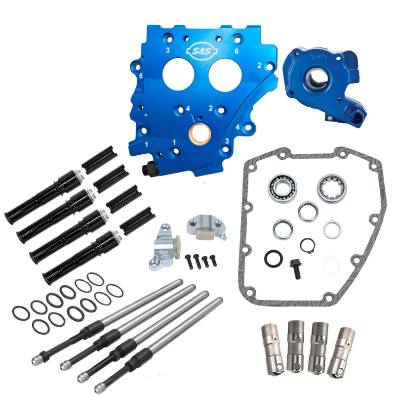 S&S Cycle 99-06 BT Chain Drive Cam Chest Kit w/o Cam - Black Pushrod Tubes & Chain Tensioner Cam Gears S&S Cycle