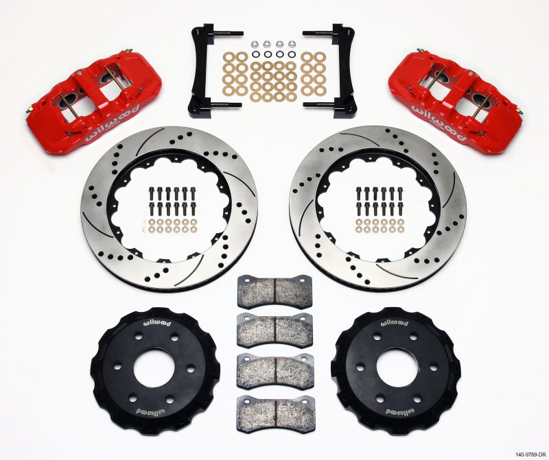 Wilwood AERO6 Front Truck Kit 14.25in Drill Red 1999-2014 GM Truck/SUV 1500 Big Brake Kits Wilwood