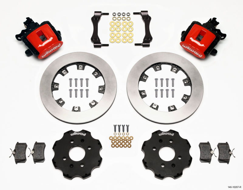 Wilwood Combination Parking Brake Rear Kit 12.19in Red Civic / Integra Disc 2.39 Hub Offset Brake Calipers - Perf Wilwood