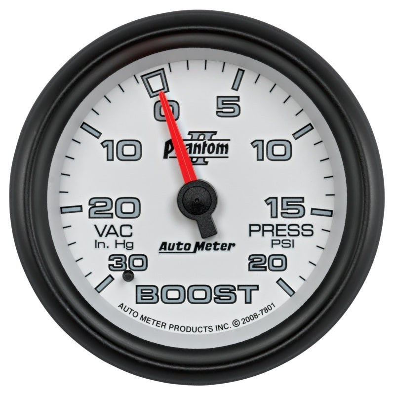 AutoMeter Gauge Vac/Boost 2-5/8in. 30Inhg-20PSI Mechanical Phantom II Gauges AutoMeter