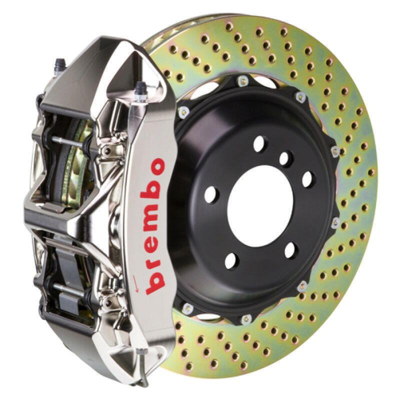 Brembo 04-17 WRX STi Front GTR BBK 6 Piston Billet 355x32 2pc Rotor Drilled- Nickel Brake Kits - Performance Slot Brembo
