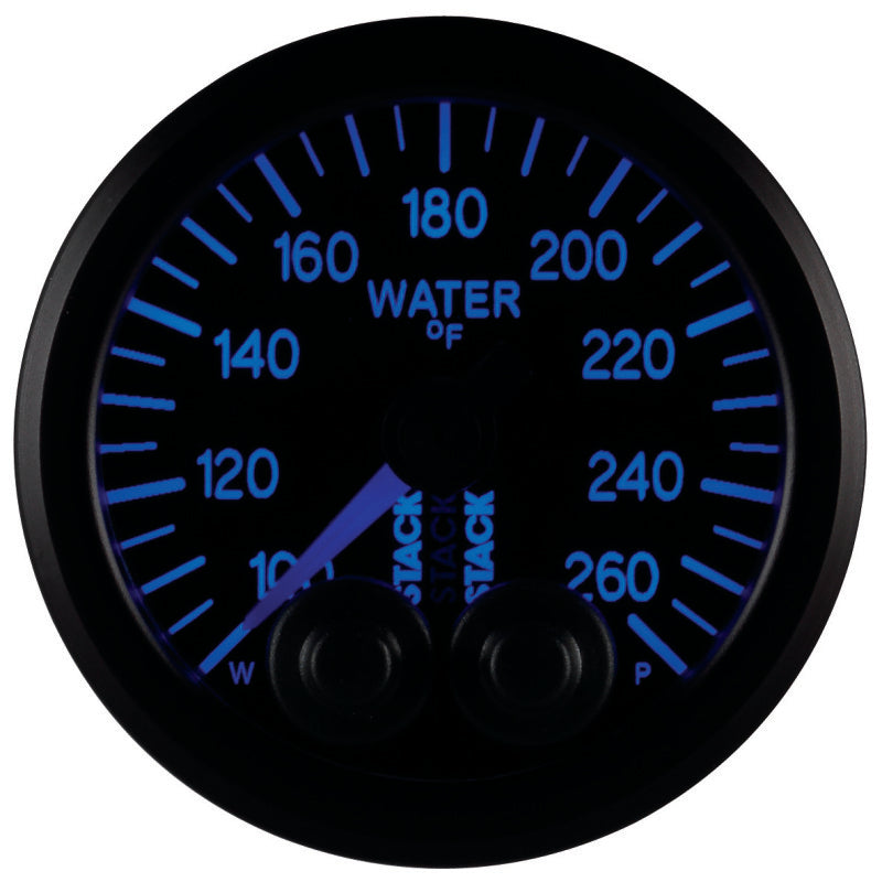 Autometer Stack Pro Control 52mm 100-260 deg F Water Temp Gauge - Black (1/8in NPTF Male) Gauges AutoMeter