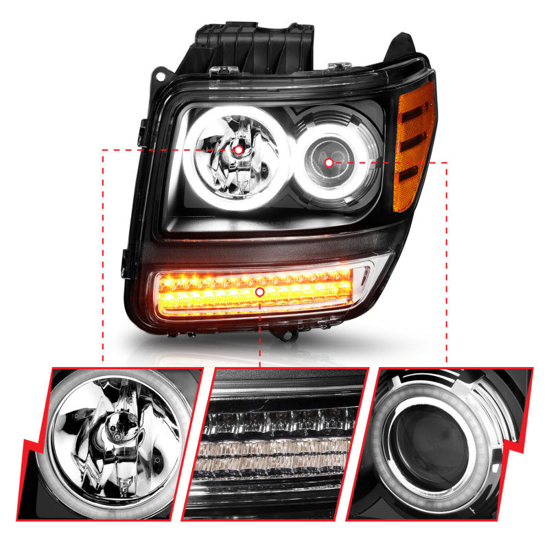 ANZO 2007-2012 Dodge Nitro Projector Headlights w/ Halo Black (CCFL) G2 Headlights ANZO