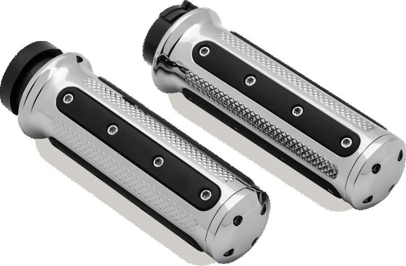 Kuryakyn Heavy Industry Grips Dual Cable Chrome Grips Kuryakyn