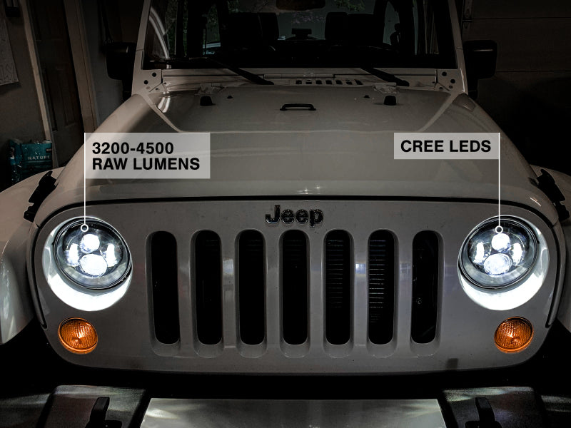 Raxiom 97-18 Jeep Wrangler TJ/JK Axial Series LED Daymaker Headlights- Black Housing (Clear Lens) Headlights Raxiom