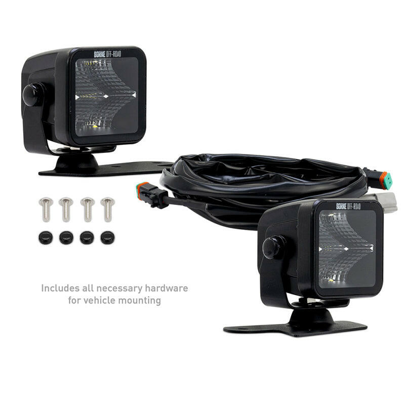 Borne Off-Road 21+ Bronco Light Pods 2pc Ditch 3x3 Spot Upfit Light Bars & Cubes Borne Off-Road