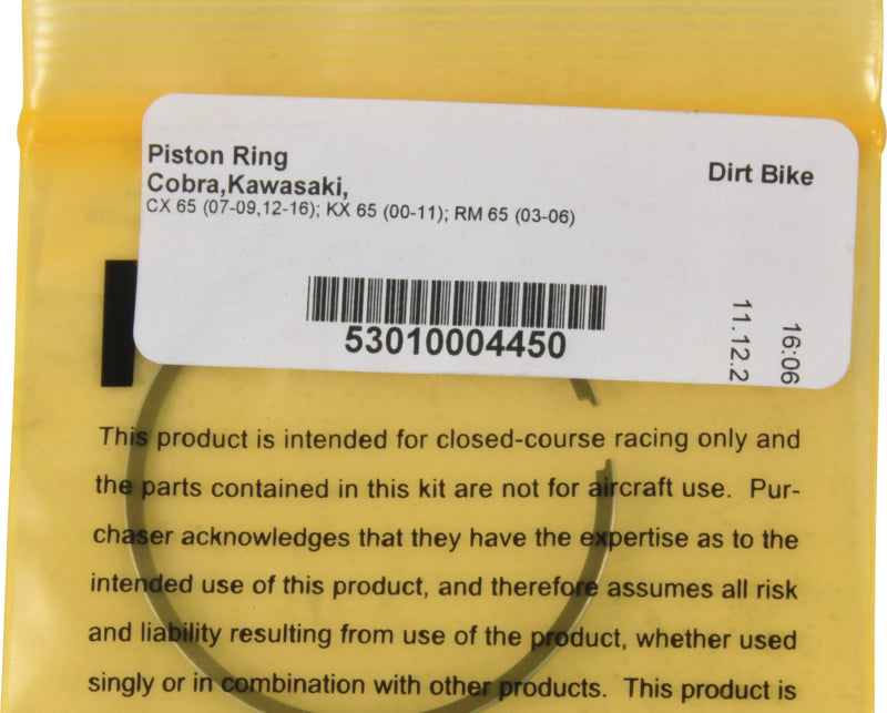 Vertex Piston 07-09/12-16 Cobra CX 65 65cc Replacement Rings - Single Piston Rings Vertex Pistons