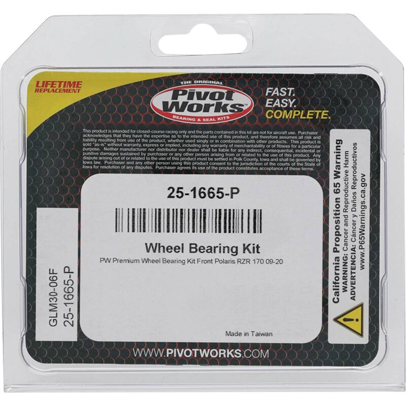 Pivot Works Polaris Wheel Bearing Kit Premium Bearings Control Arms Pivot Works