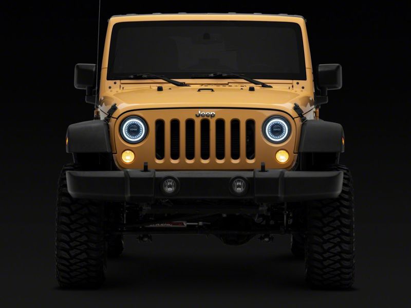 Raxiom 07-18 Jeep Wrangler JK Axial Series 7-In Dragon Eye LED Headlights- Blk Housing (Clear Lens) Headlights Raxiom