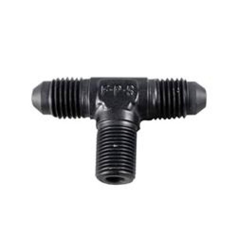 Fragola -4AN Tee 1/8 NPT On The Side - Black Fittings Fragola