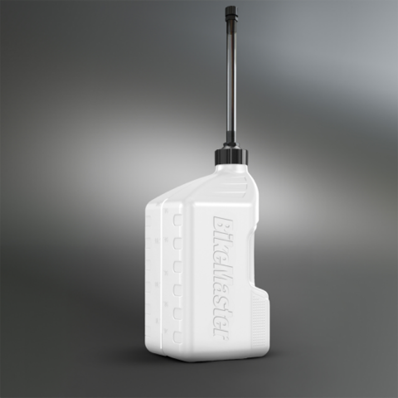 BikeMaster 5 Gallon White Jug Black Cap w/ Auto Shut Off Hose Tools BikeMaster