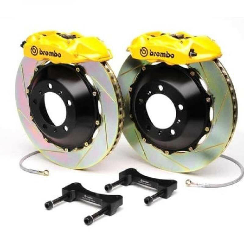 Brembo 05-06 GT Front GT BBK 6 Piston Cast 390x35 2pc Rotor Slotted Type-5- Fluo. Yellow Brake Kits - Performance Slot Brembo