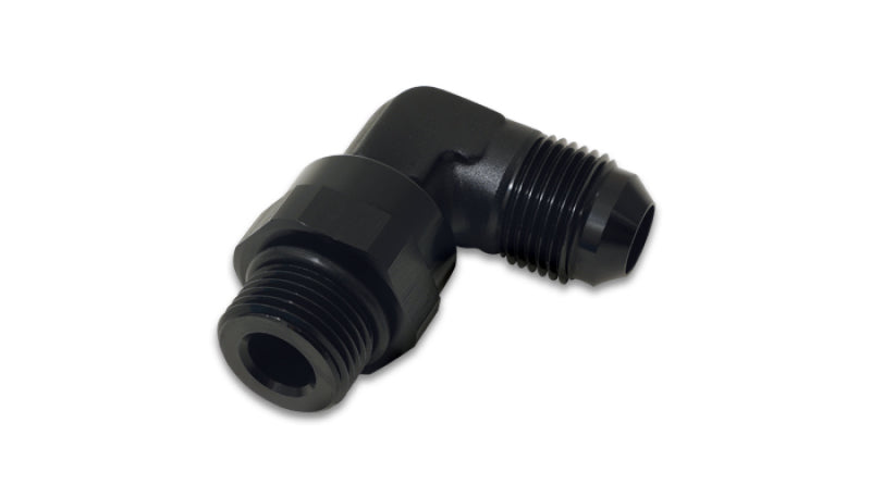 Vibrant -12AN Male Flare to Male -12AN ORB Swivel 90 Degree Adapter Fitting - Anodized Black Fittings Vibrant
