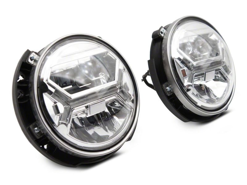 Raxiom07-18 Jeep Wrangler JK LED Halo Projector Headlights- Chrome Housing (Clear Lens) Headlights Raxiom
