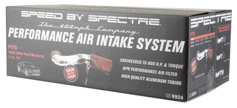 Spectre 05-09 Ford Mustang GT V8-4.6L F/I Air Intake Kit - Polished w/Red Filter Cold Air Intakes Spectre