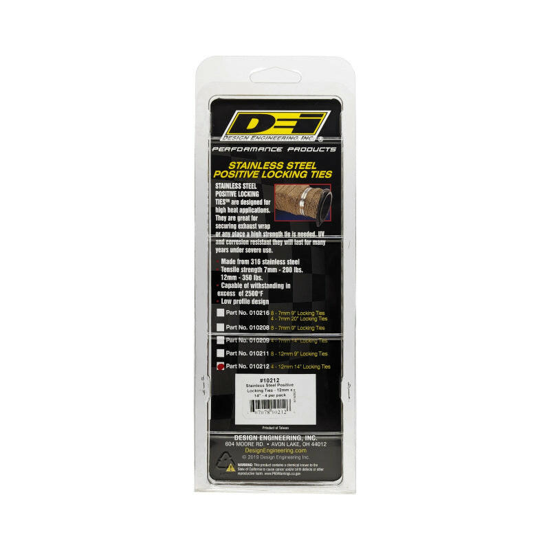 DEI Stainless Steel Positive Locking Tie 1/2in (12mm) x 14in - 4 per pack Clamps DEI