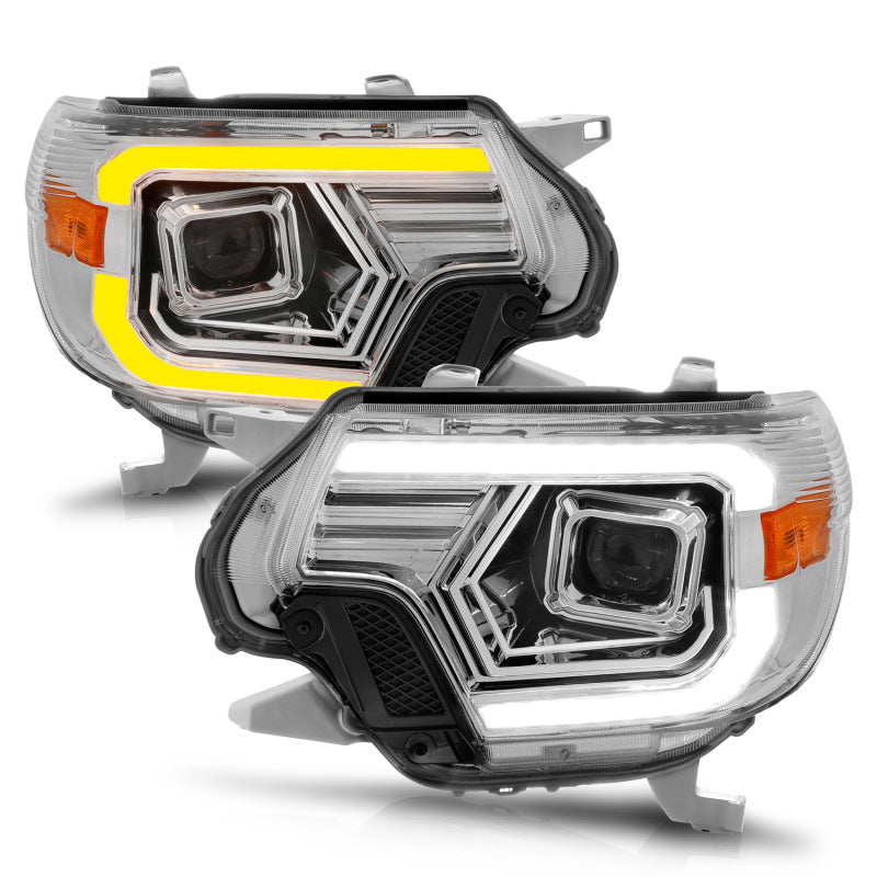 ANZO 12-15 Toyota Tacoma Projector Headlights - w/ Light Bar Switchback Chrome Housing Headlights ANZO