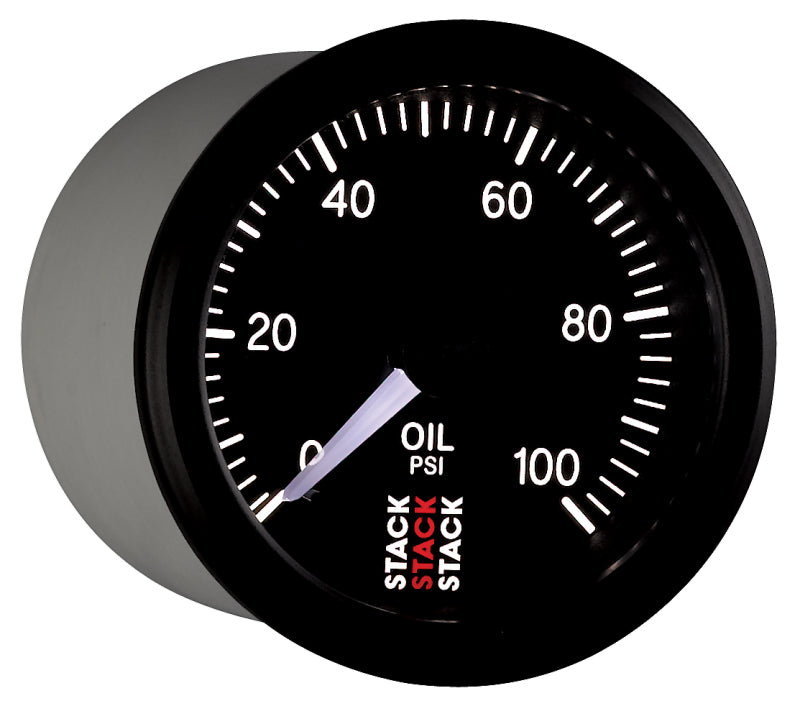 Autometer Stack 52mm 0-100 PSI 1/8in NPTF (M) Mechanical Oil Pressure Gauge - Black Gauges AutoMeter