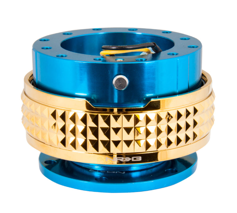 NRG Quick Release Kit - Pyramid Edition - Blue Body / Chrome Gold Pyramid Ring Quick Release Adapters NRG