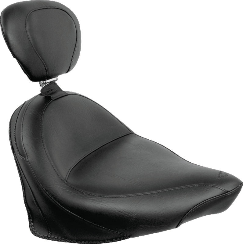 Mustang 03-17 Victory Vegas/ Kingpin, 05-07 8-Ball Touring Solo Seat w/Driver Backrest - Black Solo Motorcycle Seats Mustang Motorcycle