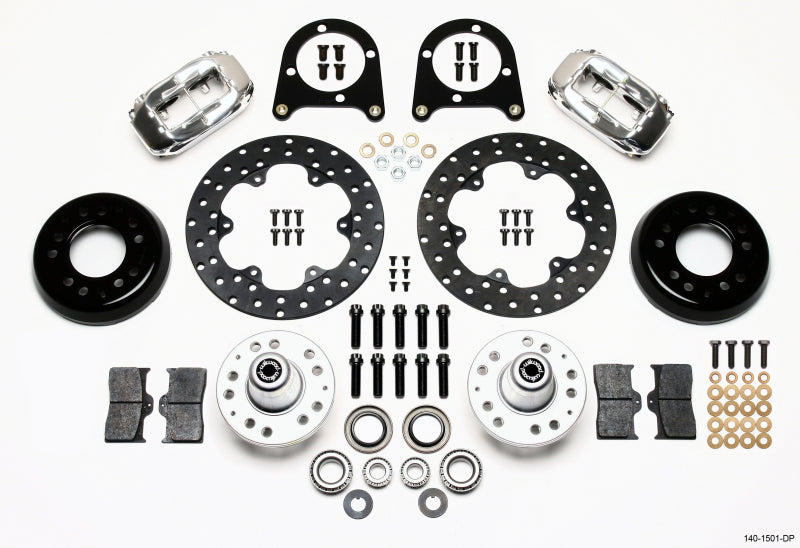 Wilwood Forged Dynalite Front Drag Kit Drilled Polished 37-48 Ford Psgr. Car Spindle Big Brake Kits Wilwood