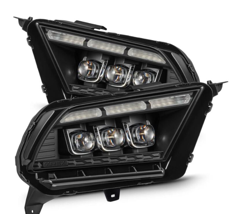 AlphaRex 10-12 Ford Mustang NOVA-Series LED Projector Headlights Blk w/Activ Light & Seq.Sig /SB DRL Headlights AlphaRex