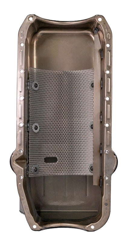 Moroso Pre-80 Chevrolet Small Block (w/Driver Side Dipstick) Wet Sump 7qt 8.25in Steel Oil Pan -Blk Oil Pans Moroso