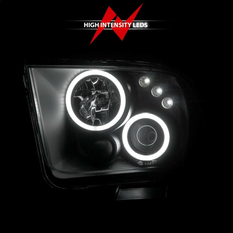 ANZO 2005-2009 Ford Mustang Projector Headlights w/ Halo Black Headlights ANZO