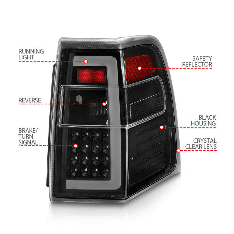 ANZO 07-17 Ford Expedition LED Taillights w/ Light Bar Black Housing Clear Lens Tail Lights ANZO