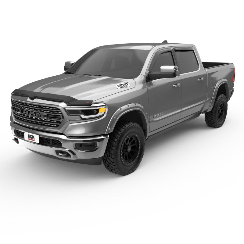 EGR 2019 Dodge Ram 1500 Crew Cab Tape-On Window Visors Set of 4 - Dark Smoke Wind Deflectors EGR