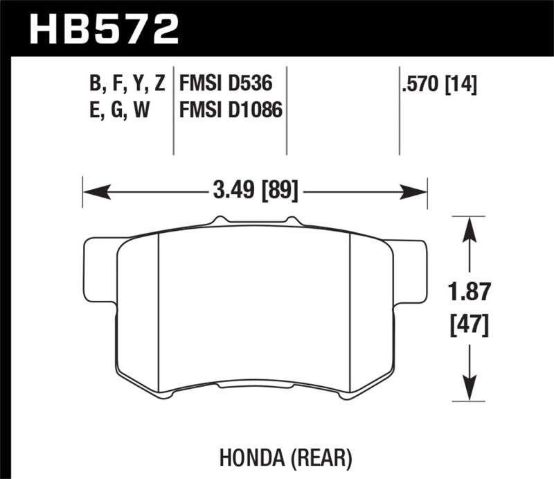 Hawk 07-08 Acura TL Type S / 99-08 Acura TL 3.2L HPS Street Rear Brake Pads Brake Pads - Performance Hawk Performance