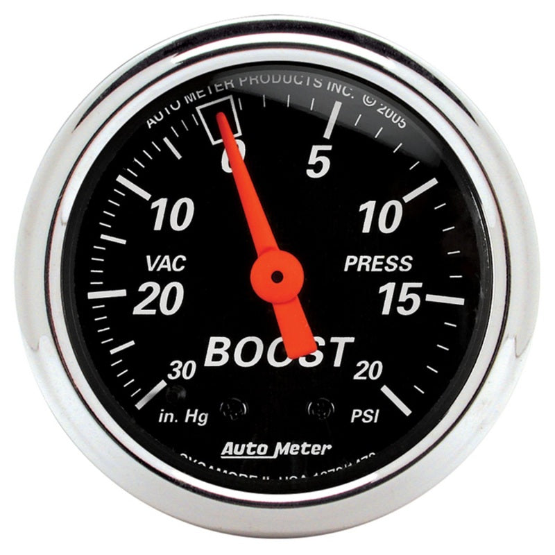 Autometer Designer 2-1/16in Mechanical 30 In Hg-Vac / 20 PSI Vacuum/Boost Gauge Gauges AutoMeter