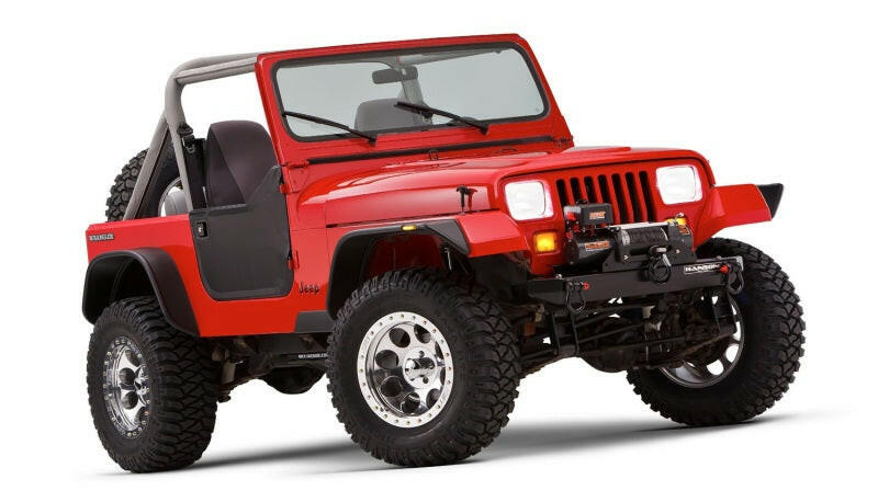 Bushwacker 87-95 Jeep Wrangler Flat Style Flares 4pc Excludes Renegade - Black Fender Flares Bushwacker
