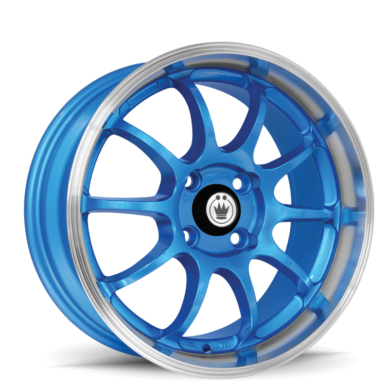 Konig Lightning 15x7 4x100 ET38 Blue/Machine Lip Wheels - Cast Konig