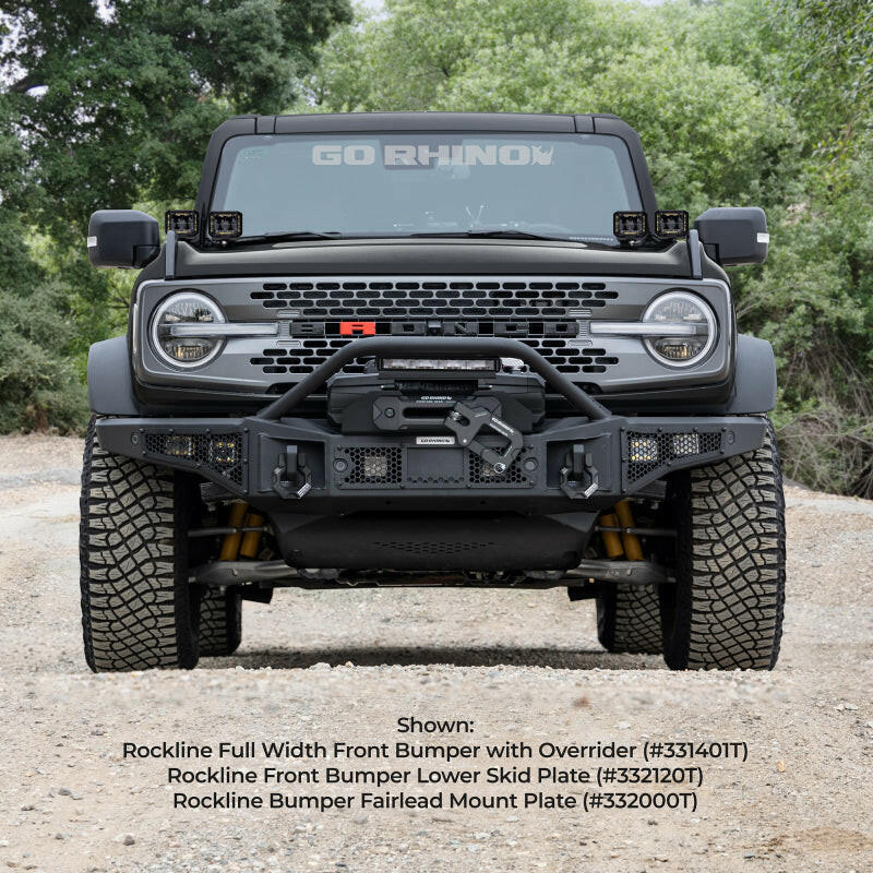 Go Rhino 07-20 Jeep Wrangler JL/JLU/JK/JKU/Gladiator JT Rockline Bumper Fairlead Mount Plate Bumpers - Steel Go Rhino