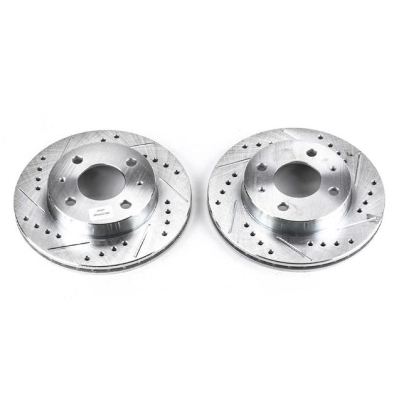 Power Stop 95-98 Nissan 200SX Front Evolution Drilled & Slotted Rotors - Pair Brake Rotors - Slot & Drilled PowerStop