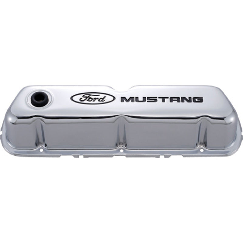 Ford Racing Ford Mustang Logo Stamped Steel Chrome Valve Covers Valve Covers Ford Racing