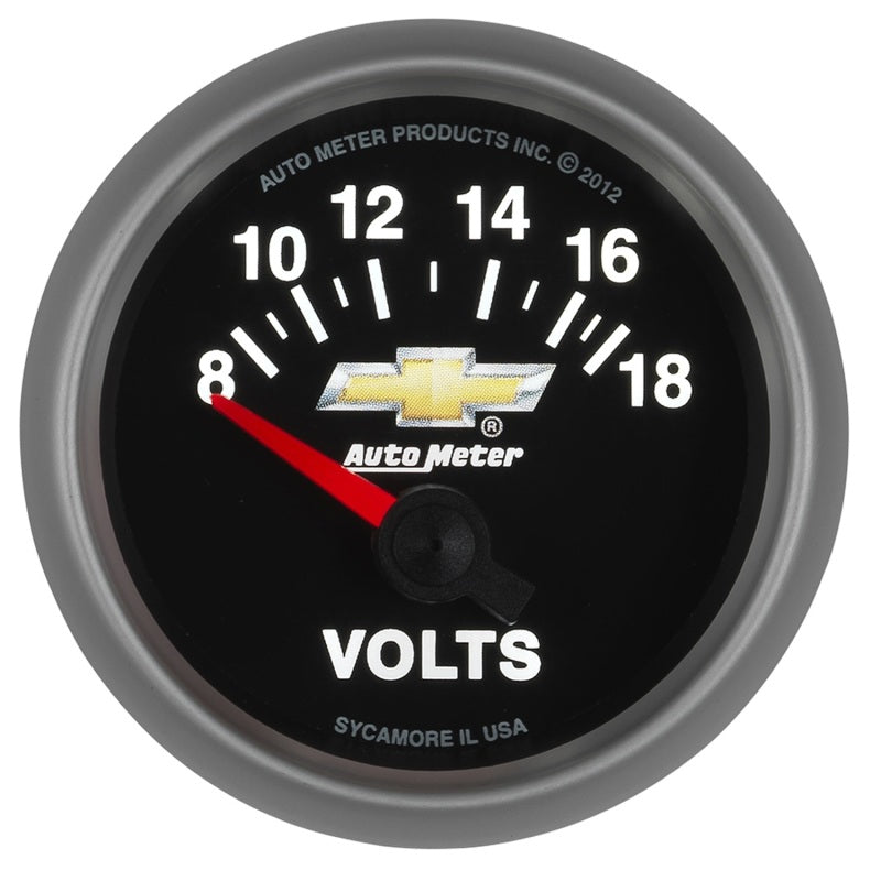 AutoMeter Gauge Voltmeter 2-1/16in. 18V Electric Chevy Gold Bowtie Gauges AutoMeter