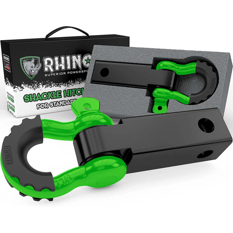 Rhino USA Shackle Hitch Receiver W/ D-Ring (Green) Shackle Kits Rhino USA