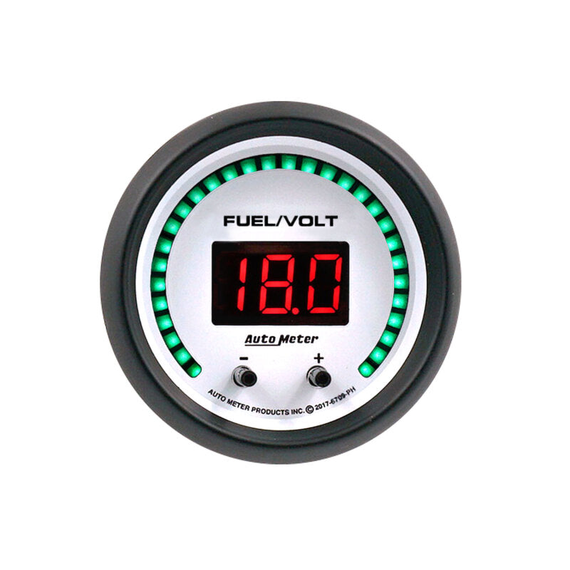 Autometer 52.4mm White Switchable 0-100 Fuel Level/8-18V Voltmeter Phantom Elite Digital Gauge Gauges AutoMeter