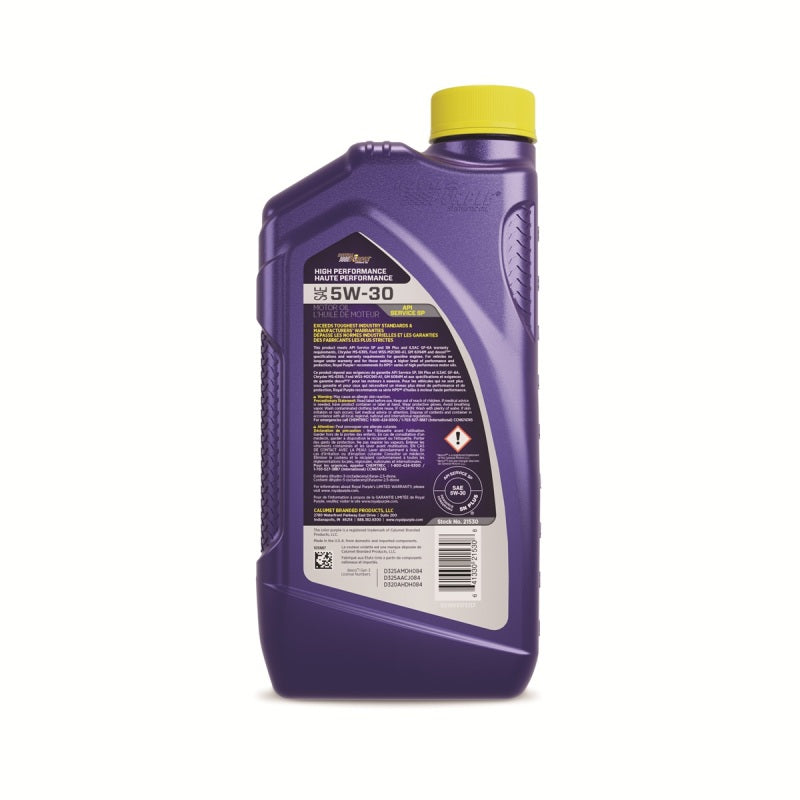 Royal Purple Synthetic High Performance 5W-30 Motor Oil (Canada) - 1 Quart Motor Oils Royal Purple