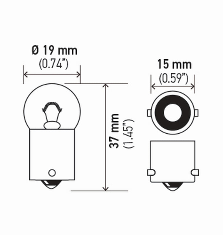 Hella Bulb 5637 24V 10W Ba15S B6 (2) Bulbs Hella