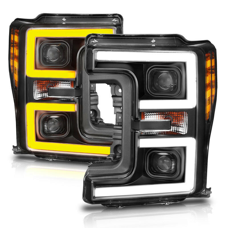 ANZO LED Headlights 17-18 Ford F-250 Super Duty Plank-Style L.E.D. Headlight Black (Pair) Headlights ANZO