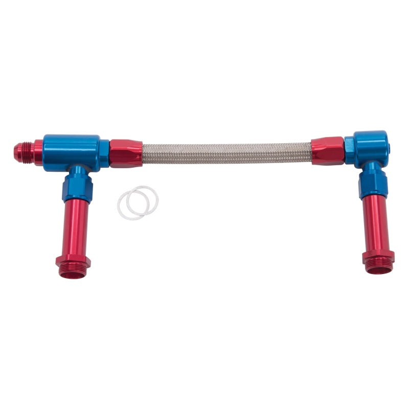 Russell Performance -8 AN to -8 AN ProFlex Holley 4150 Dual Inlet Carb Kit (Red/Blue) Carburetor Fuel Inlet Kits Russell