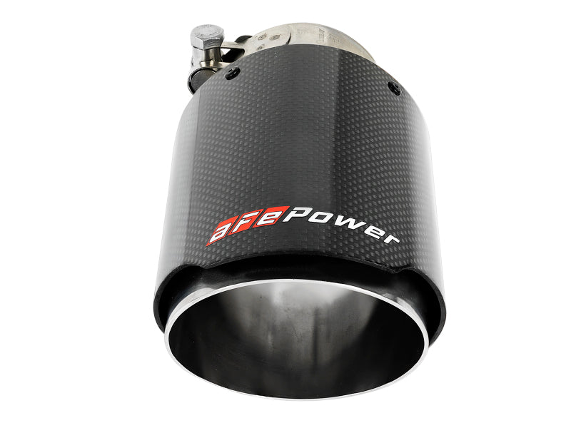 aFe MACH Force-Xp 409 SS Clamp-On Exhaust Tip 2.5in. Inlet / 4in. Outlet / 7in. L - Carbon Tips aFe