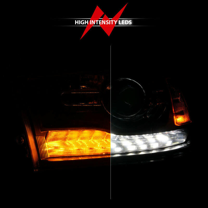 ANZO 09-18 Dodge Ram 1500/2500/3500 LED Plank Style Headlights Switchback + Sequential - Matte Black Headlights ANZO