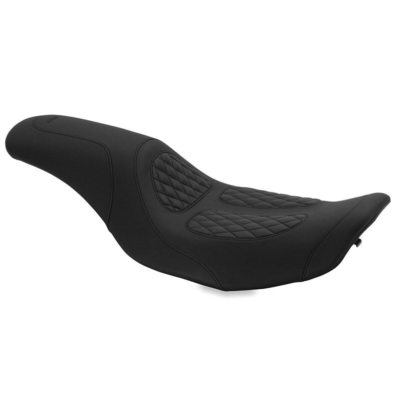 Mustang 97-07 Harley Rd King,06-07 Str Glide,00-01 Screamin Eagle 1PC Seat w/Diamond Stitch - Black One-Piece Motorcycle Seats Mustang Motorcycle